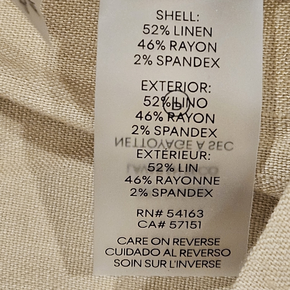 Calvin Klein SZ 4 Tan Belted Paperbag Pleated Linen Blend Pant Utility Pockets - Picture 5 of 12